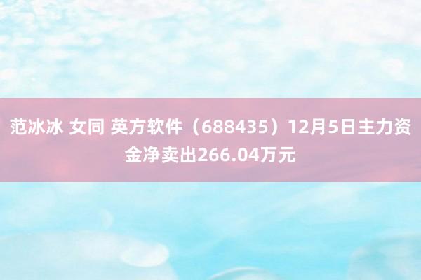 范冰冰 女同 英方软件（688435）12月5日主力资金净卖出266.04万元