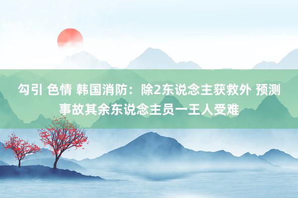 勾引 色情 韩国消防：除2东说念主获救外 预测事故其余东说念主员一王人受难