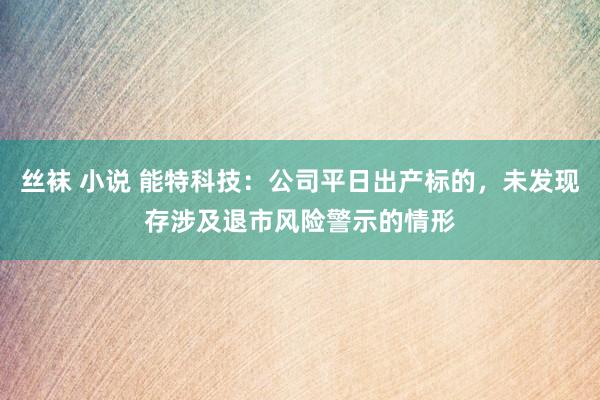 丝袜 小说 能特科技：公司平日出产标的，未发现存涉及退市风险警示的情形